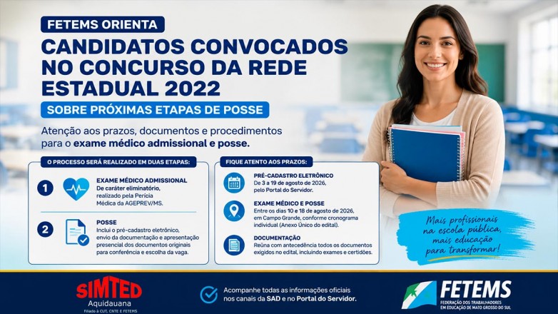 FETEMS orienta candidatos convocados no concurso da Rede Estadual 2022 sobre as etapas para a posse