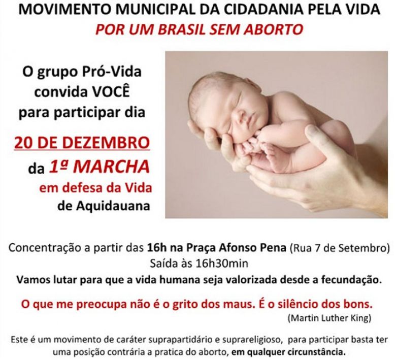 Atividade é organizada pelo Comitê Municipal da Cidadania Pela Vida – Brasil Sem Aborto